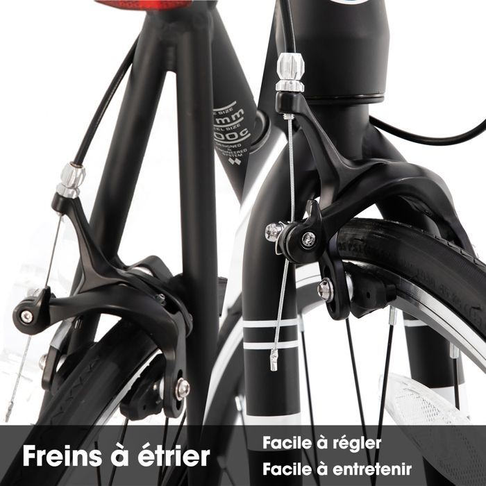 Hiland Véloe Route Course 700c racefiets voor in de stad - Racefiets met 14 versnellingen - Maat L - Zwart