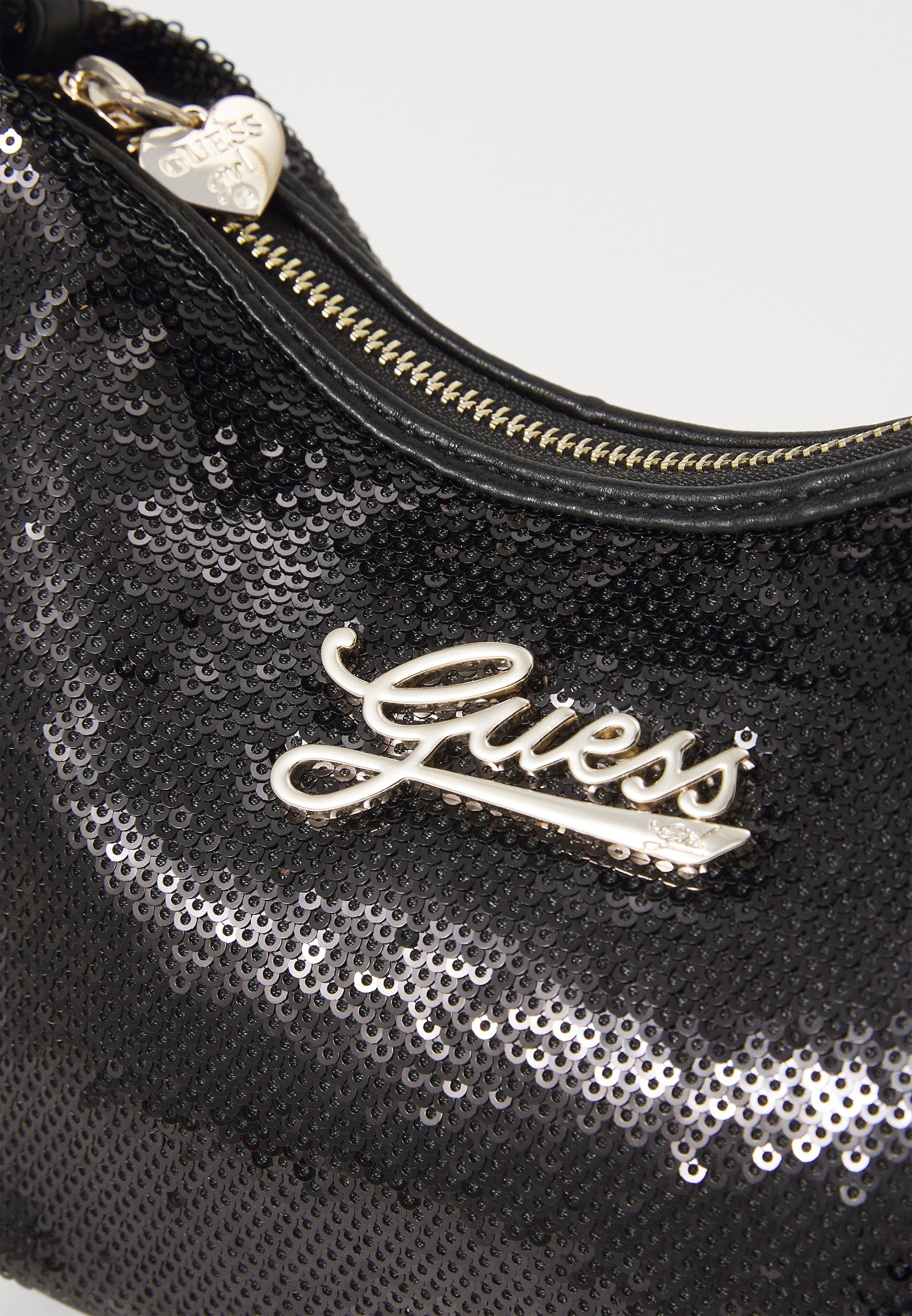 Guess SEQUINS HOBO MINIBAG UNISEX - Handtas - gitzwart