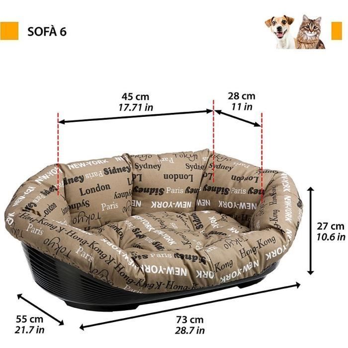 Cesta con cojín estampado - Tamaño L - 73 x 55 x 27 cm - FERPLAST