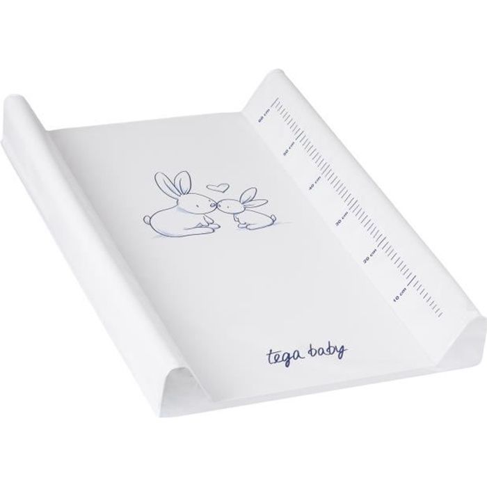 Cambiador para bebés rígido y cómodo con diseño de conejo, con medidor de altura, color blanco, dimensiones 50 x 70 cm, lavable.