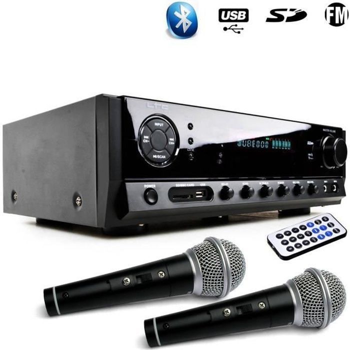 Amplificateur HIFI Karaoke - LTC Audio - ATM6500BT - 100W - Bluetooth - FM - 2 Micros