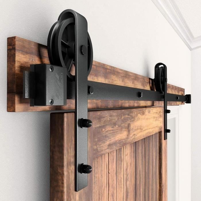 Porte de Grange Grande Roue Accessoire de Rail Suspension 1.83M, Ensemble Complet d'Accessoires pour Porte Coulissante Type J