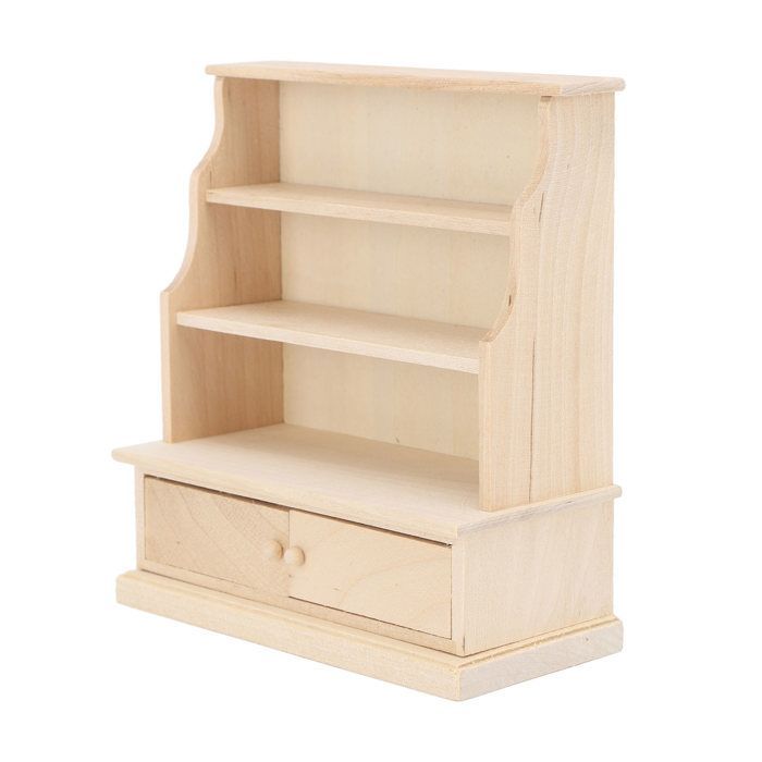 Librería de madera en miniatura para casa de muñecas a escala 1:12, decoración resistente para dormitorio infantil o sala de juegos.