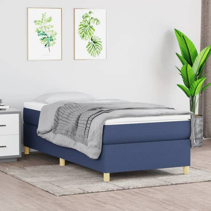 Bed frame with mattress - Maison Exclusive - 80x200 cm - Blue fabric - Maximum relaxation