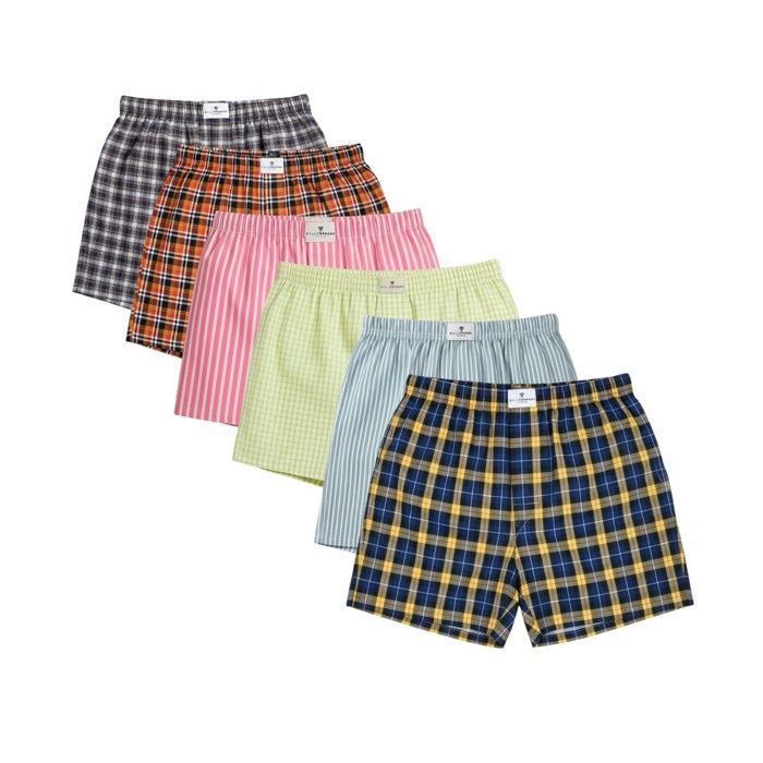 Calzoncillos bóxer para hombre Bill Tornade, paquete de 6, 100 % algodón, colores aleatorios - Calzoncillos bóxer tejidos cómodos, corte holgado, ropa interior transpirable para hombre