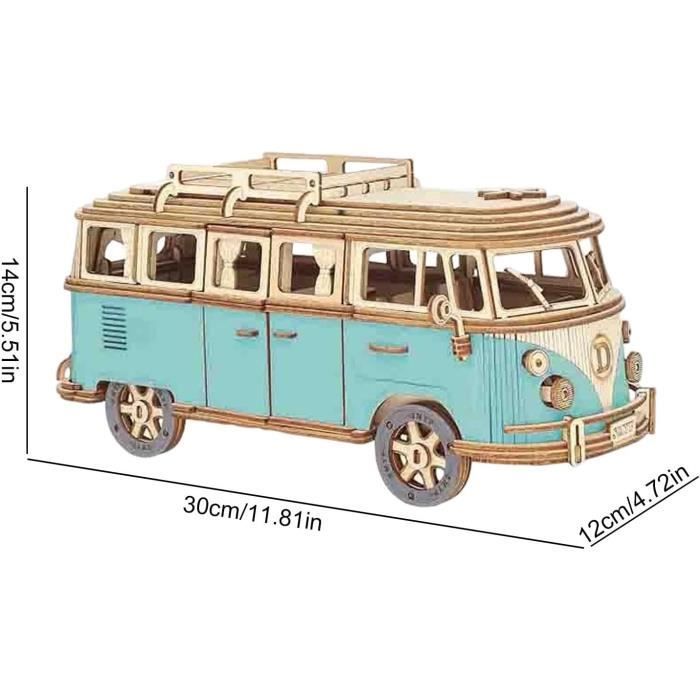 Puzzle 3D - Maquette - Bus en Bois - À Construire - Pour Enfants - 8 ans et plus