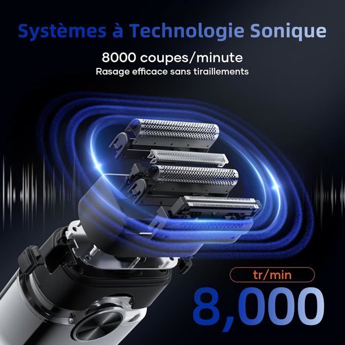 Rasoir Electriques Hommes Barbe 120 mins d'Autonomie Mini Foil Shaver Homme avec 4 Lames Flottantes USB-C Tondeuse Barbe Étanche