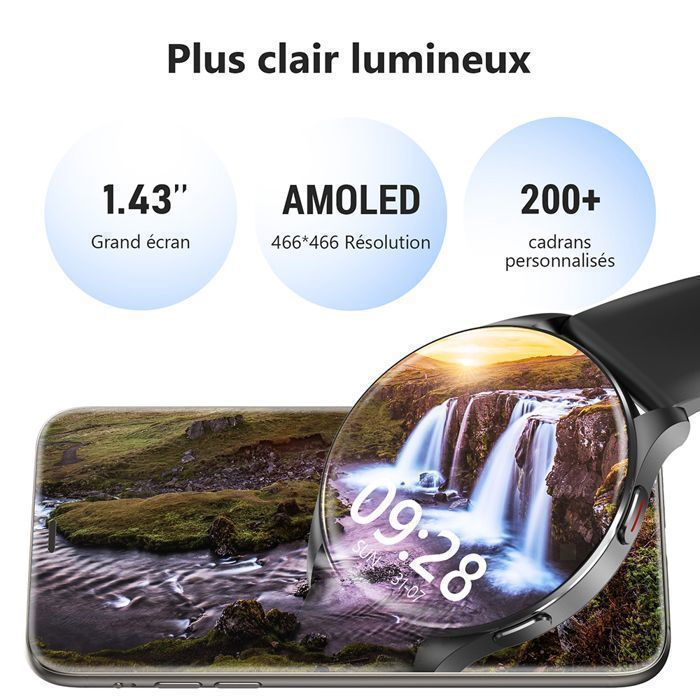 Montre Connectée Homme Femme avec IP68,1,43 