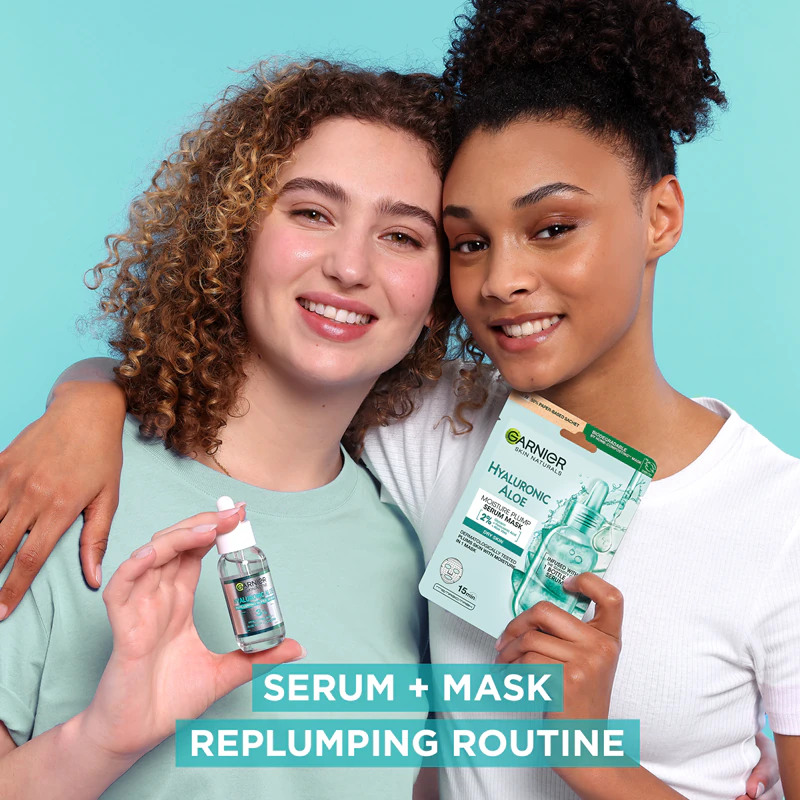 Máscara facial hidratante em tecido Garnier Hyaluron + Hyaluronic Aloe