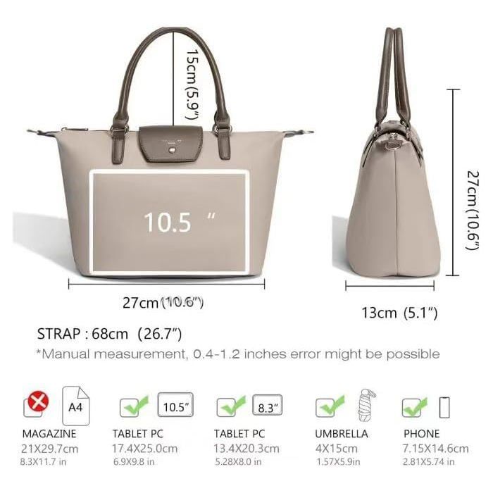 David Jones - Bolso tote de nailon para mujer - Bolso de compras suave, bolso de hombro, bolso cruzado - Elegante y a la moda - Negro