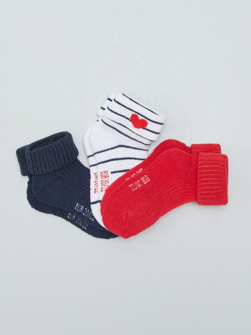 Juego de 5 pares de calcetines de punto acanalado - BLANCOS