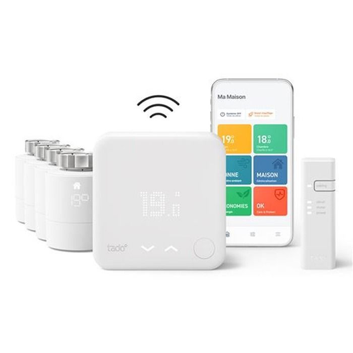 Kit de inicio de termostato inteligente Tado V3+ con 4 cabezales termostáticos