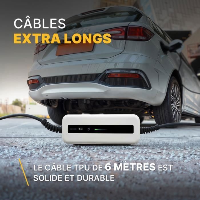 Morec 10/16A 2.2/3.6KW Chargeur VE Portable Prise Schuko 6m pour Véhicule Électrique de Type 2