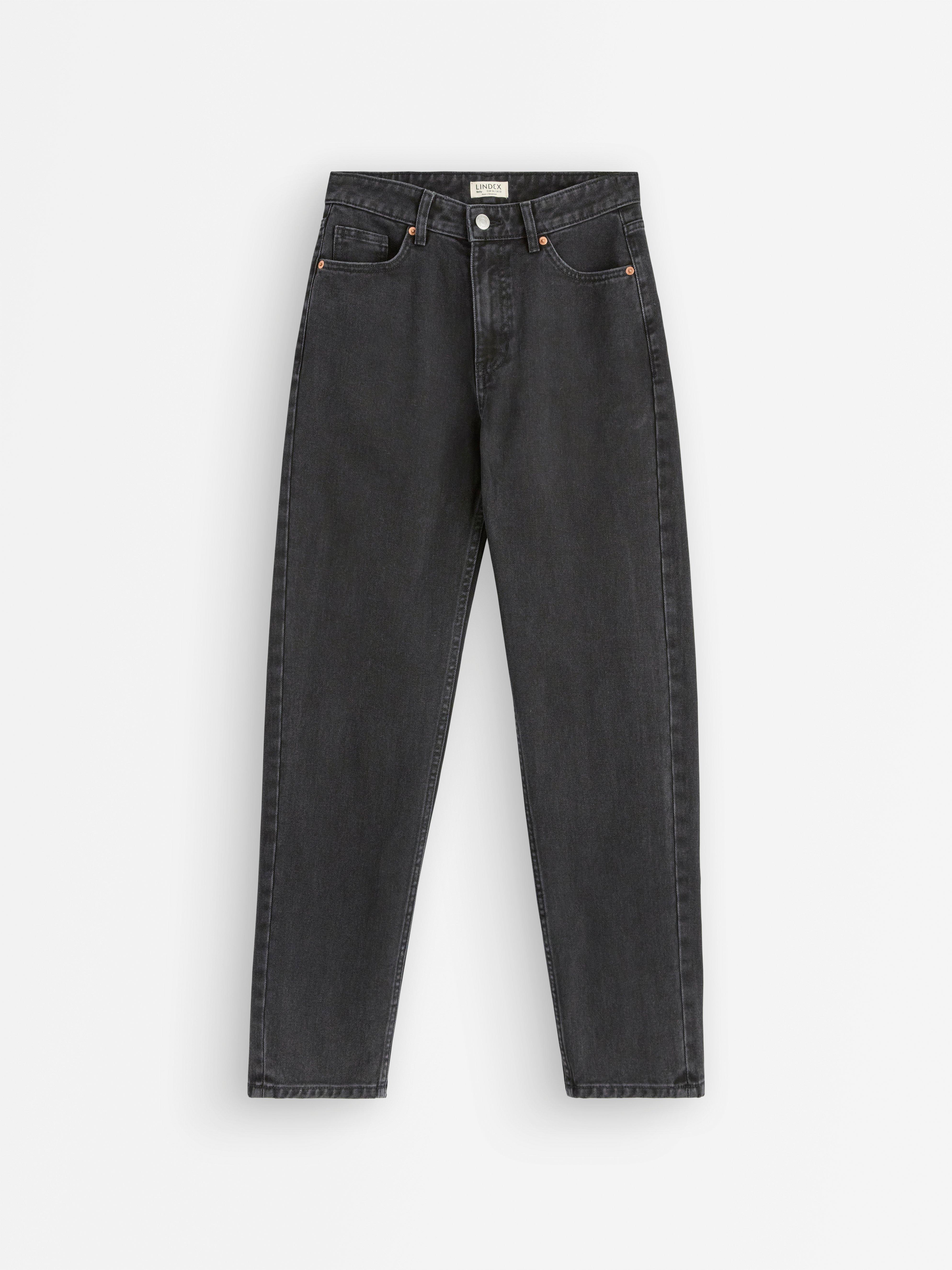 Calça jeans reta Betty de cintura alta preta