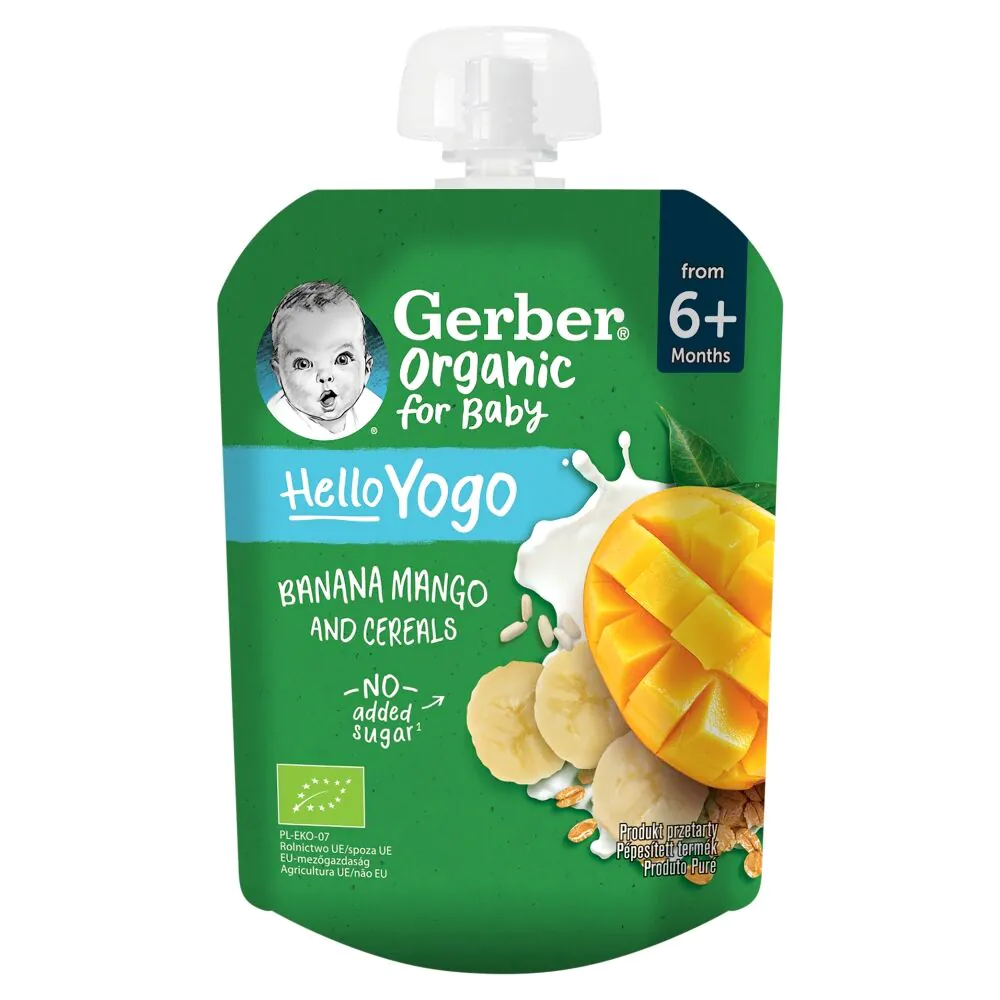 Gerber Organic Tubka Banany Mango z Jogurtem i Płatkami Zbóż