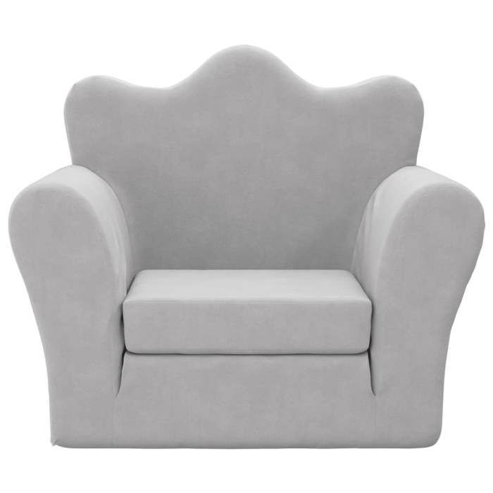 Canapé-lit pour enfants - vidaXL - Gris clair - Peluche douce - 54x34-90x45 cm - Housse amovible - Mousse épaisse