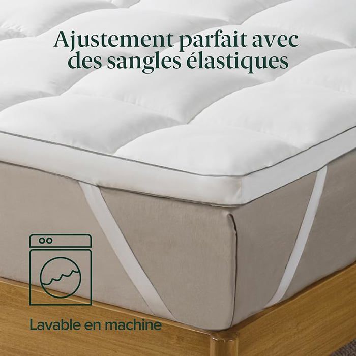 Cubrecolchón de espuma viscoelástica de 140x190 cm, fibras de bambú, 5 cm de grosor - para cama doble, multicolor.