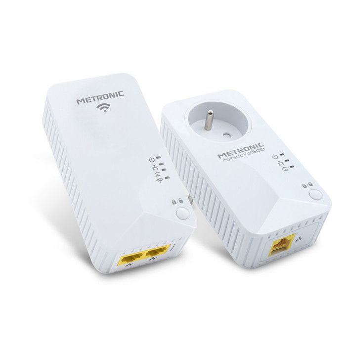 Adaptador Powerline Wi-Fi dual de 600 Mbps con toma de corriente pasante - Blanco