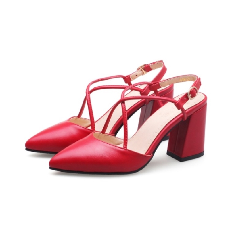 Escarpins d'été pour femmes à talons carrés, bride arrière, bout pointu, style sexy, talons hauts.