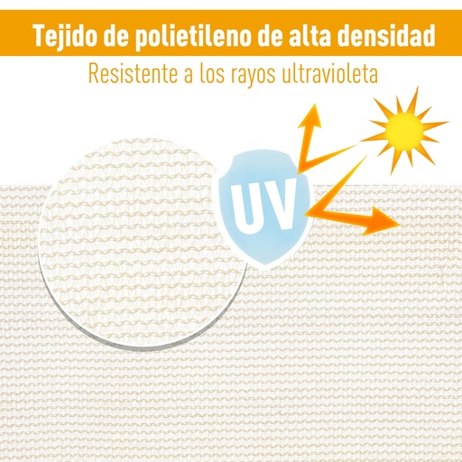 Toldo Vela 4x4x4m Triangulo Color Crema Sombrilla Parasol  Camping