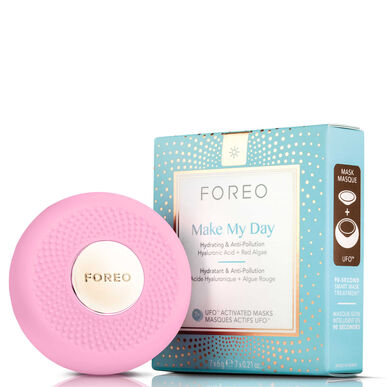 „Foreo UFO Mini 2“ šildoma LED kaukė su perlų rožinės spalvos aplikatoriumi ir LED lempute