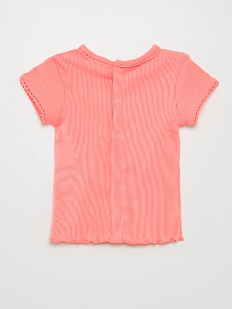 Geribbeld T-shirt - ROZE