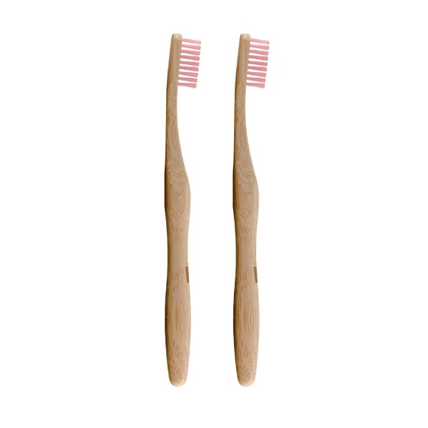 Cepillo de dientes de bambú Dr Botanicals, color rosa, paquete doble económico