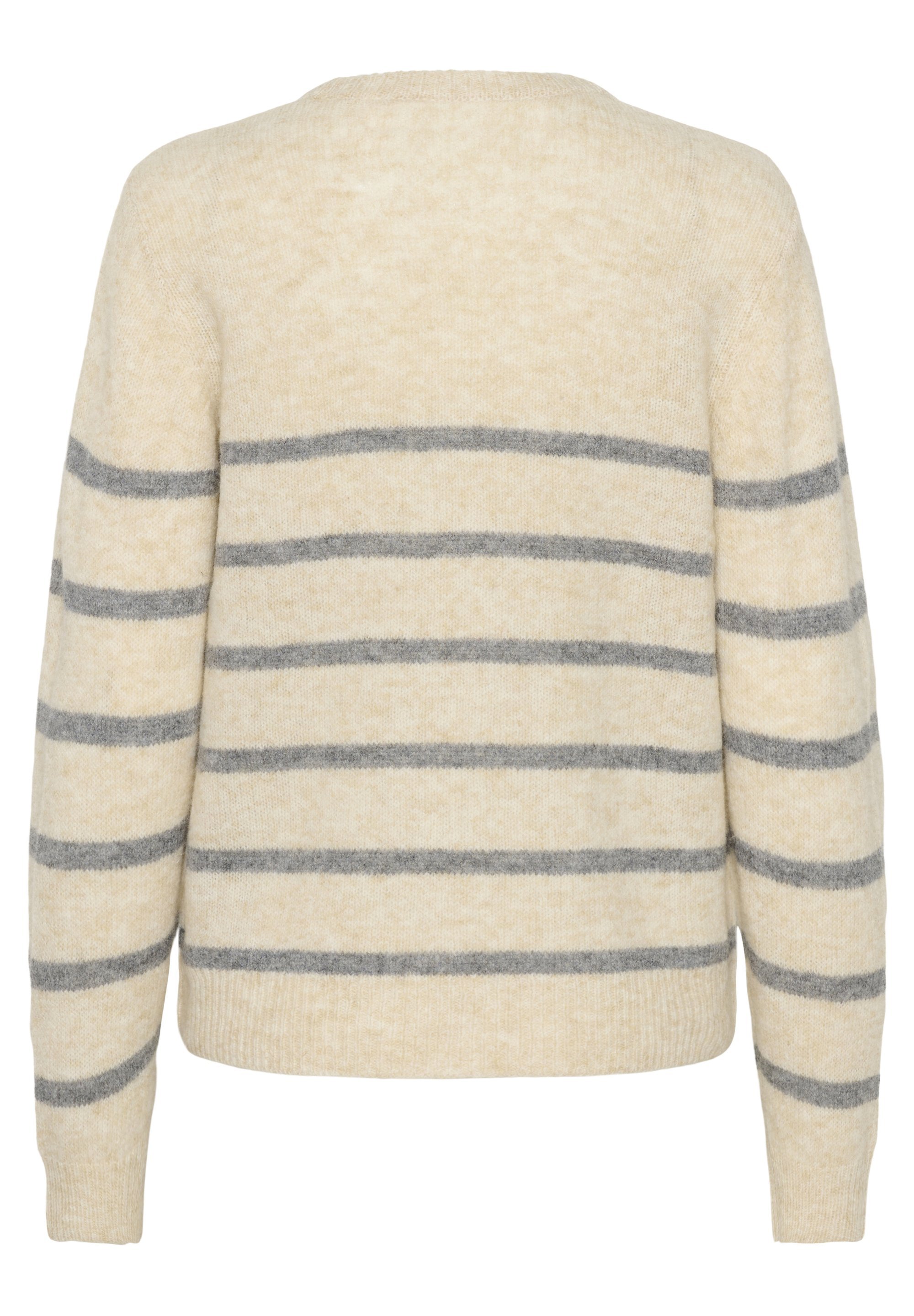 Culture Jumper - wit met melange en grijze strepen
