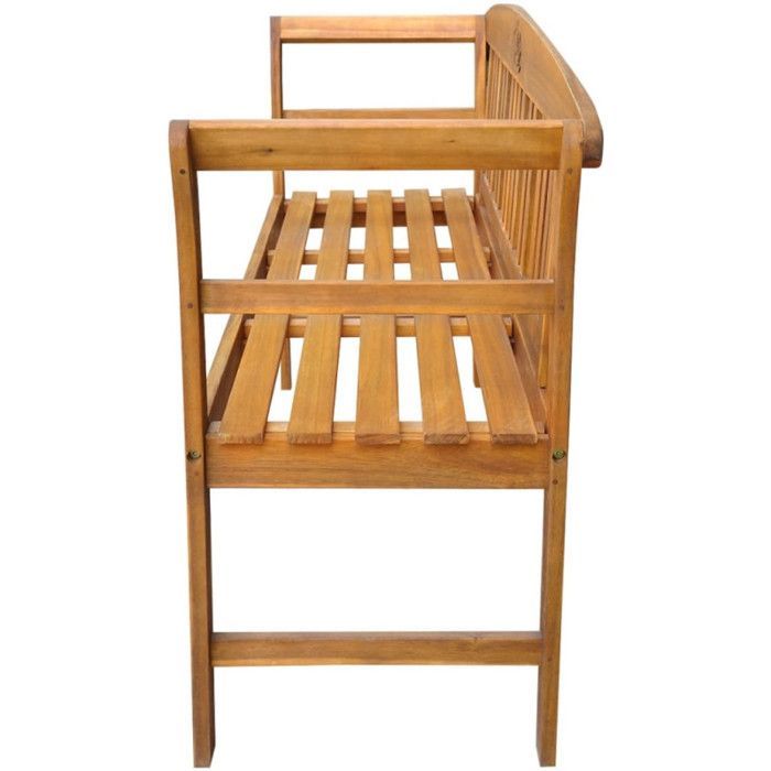 Banco de jardín de acacia tallada - Natural - 157 x 45 x 82,5 cm
