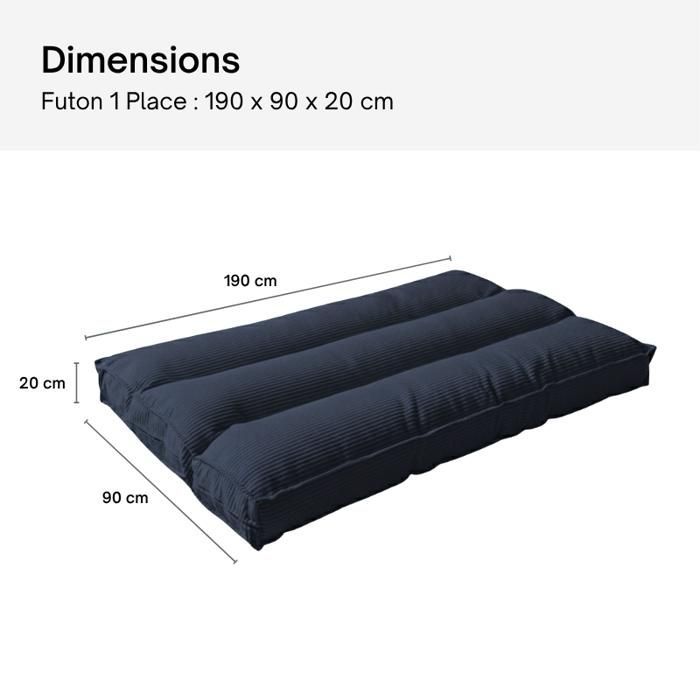 Futon con rivestimento sfoderabile - 90 x 190 cm - Bananair - Blu scuro