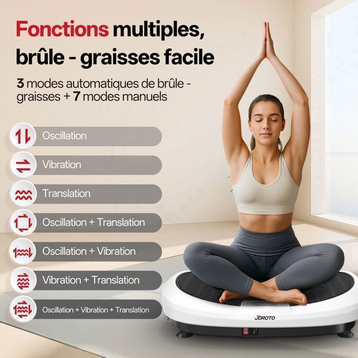 Vibration plate - JOROTO - JV60 4D - Triple silent motor - 10 modes (3 auto/7 manual) - Non-slip surface & timer