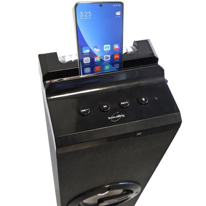 Torre audio INOVALLEY HP58BTH - Luce LED multi-fascio, Bluetooth, radio FM, AUX - 4 x 15W, + chiavetta USB da 32GB