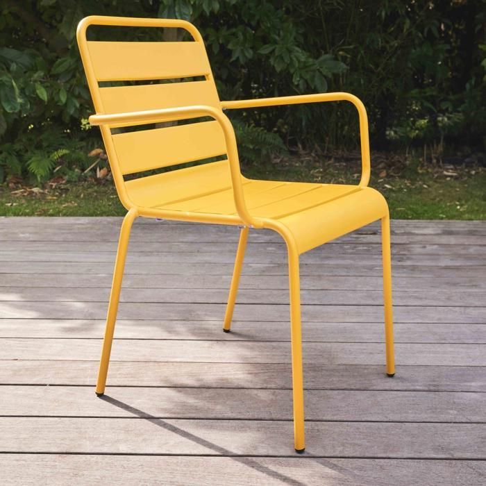 Palavas yellow metal garden armchair, Oviala