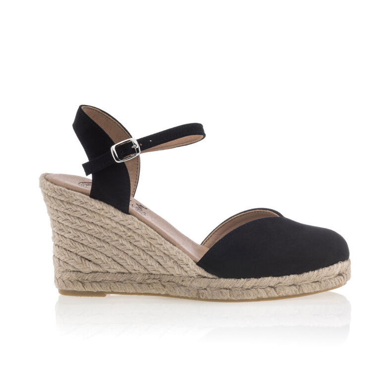 Zwarte espadrilles voor dames met touwzolen