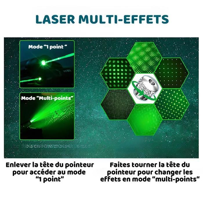 Laser Vert Haute Performance M-PROGECT® | 50 MW 532 NM Portée 5000 mètres, avec Pile Rechargeable 18650 et Chargeur USB
