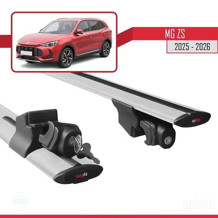 Barras de techo HOOK compatibles con MG ZS 2025-2026, portaequipajes para coche, aluminio gris, 2 barras.