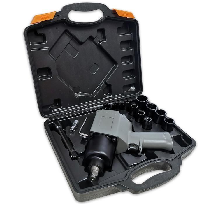CLE A CHOC PNEUMATIQUE 1/2 850 NM AVEC DOUILLES ET ACCESSOIRES