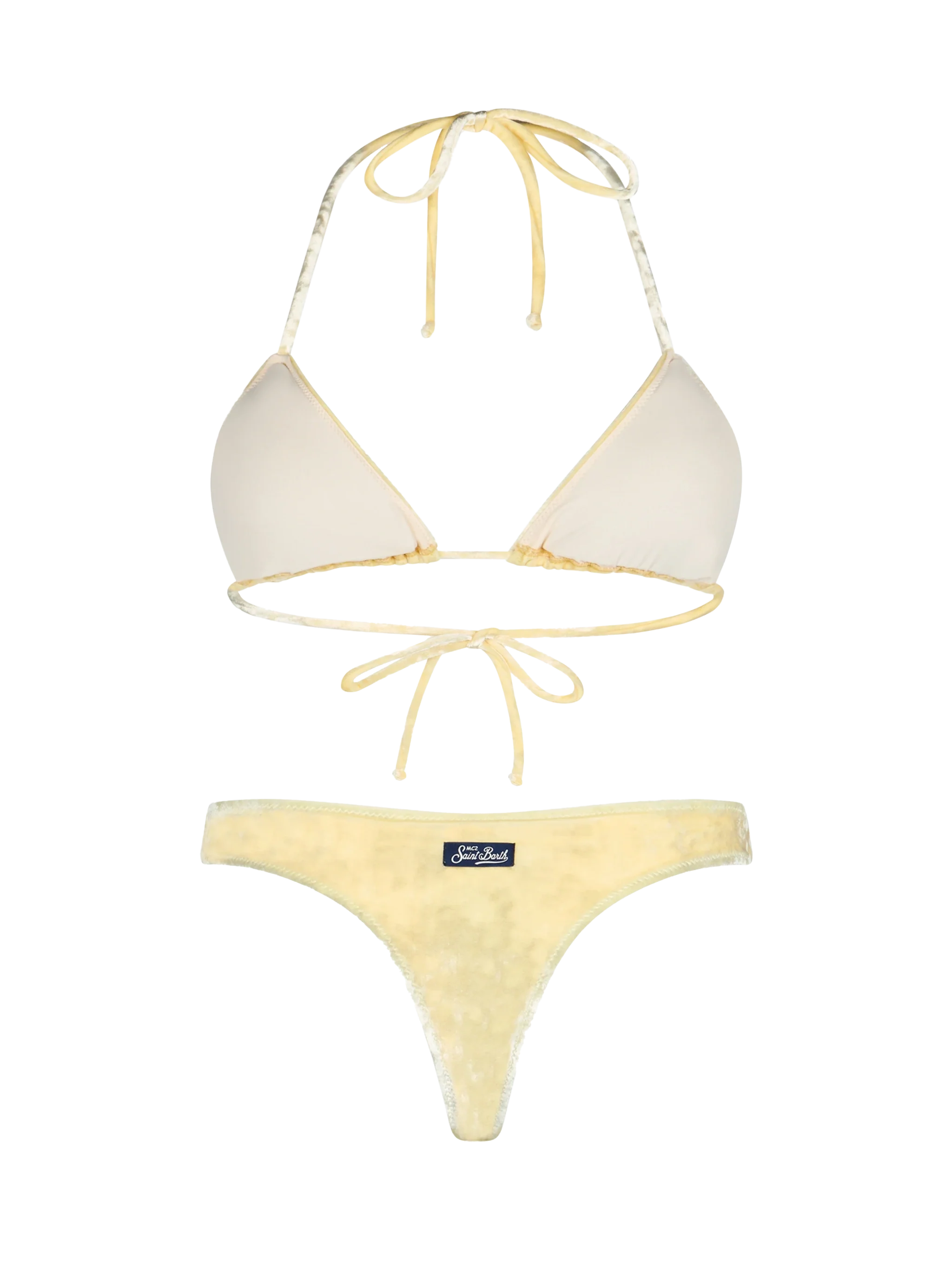 Bikini da donna a triangolo in ciniglia giallo Leah Naomi