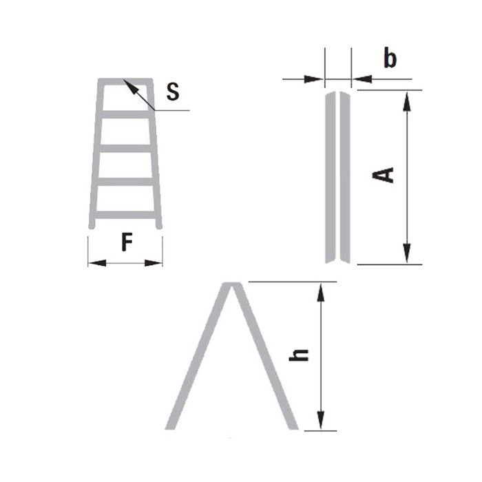 Escalera plegable de doble peldaño DWA de aluminio, 7 peldaños