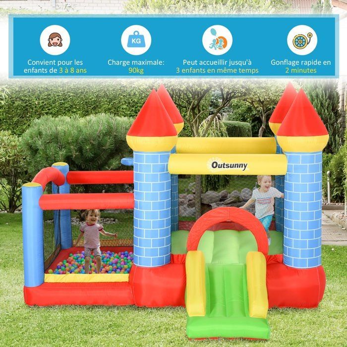 Outsunny - Inflatable Castle - Oxford Fabric - 280x260x210cm - Multicolor