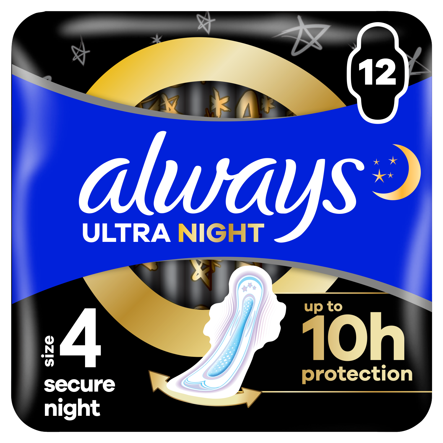 Always ieliktnīši ar spārniņiem, 4. izmērs, 12 gab., Ultra