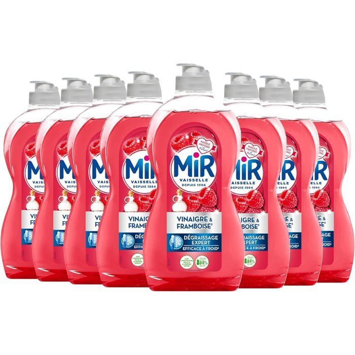 Liquide vaisselle - Mir - Lot de 8 - Vinaigre & Framboise - 450ml