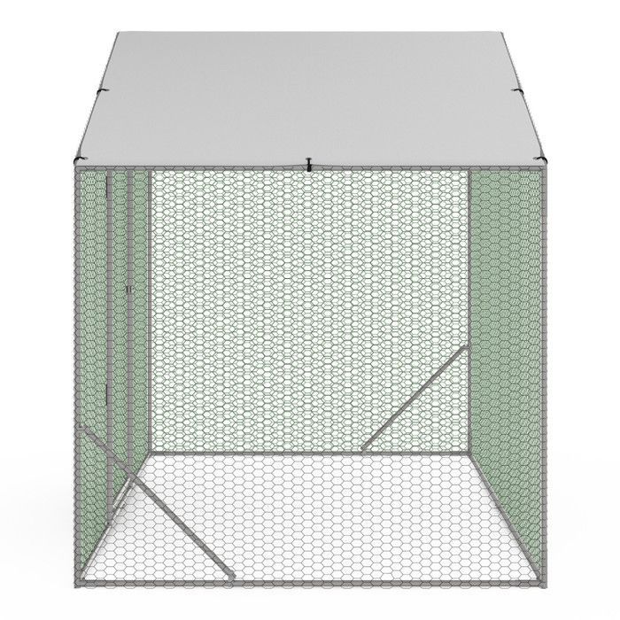 IDMARKET Enclos poulailler 3 m² parc grillagé 2,20x1,4 M acier galvanisé