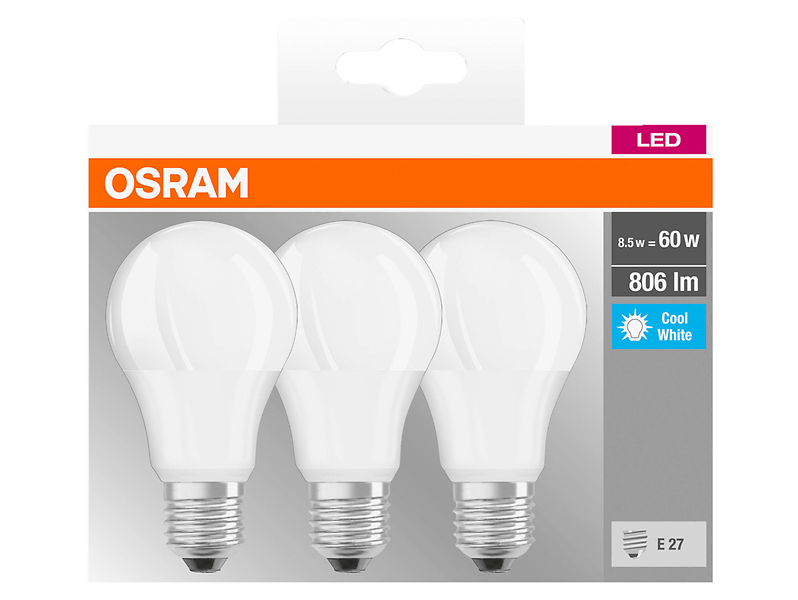Żarówka LED 3szt E27 8,5W Osram z neutralną barwą światła