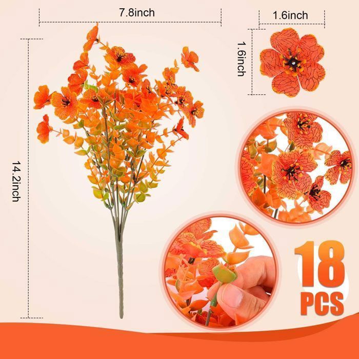 KENLUMO 18 crisantemos artificiales, flores de otoño, ideales para el hogar, exteriores, oficina y balcón.