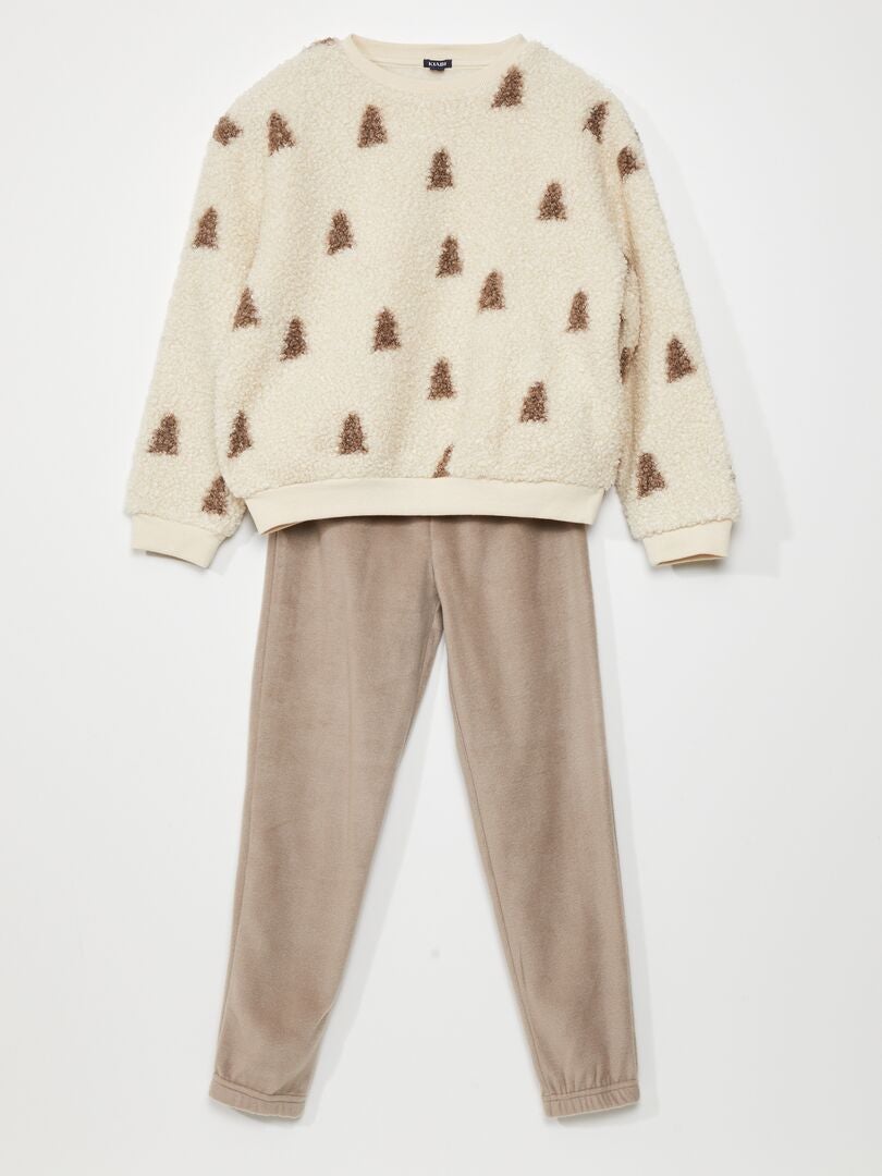 2-delt pyjamassæt (sweatshirt + bukser) - BEIGE