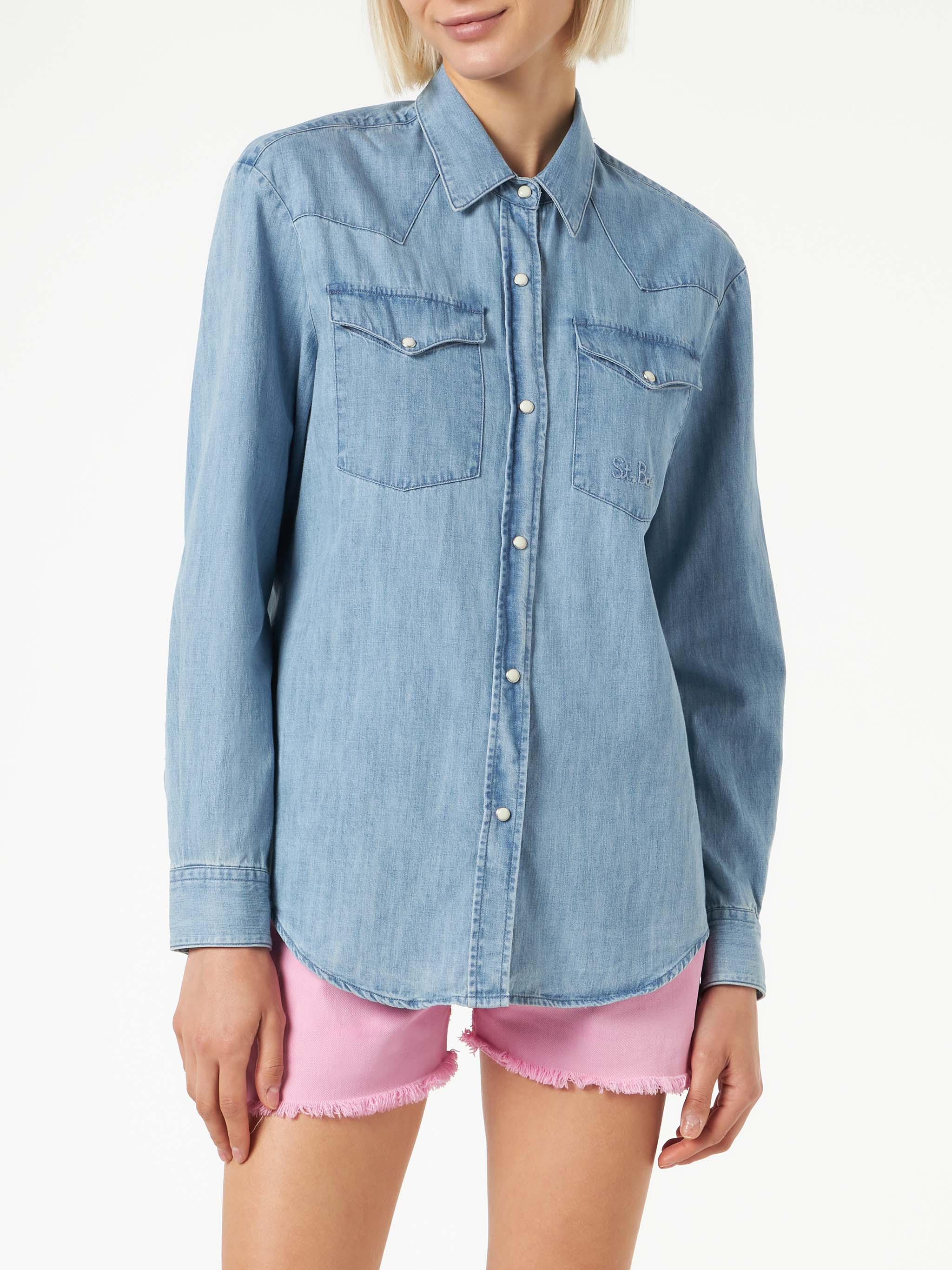 Dames denim overhemd