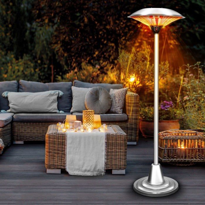 TRESKO® Parasol chauffant 2500W | Chauffage extérieur Infrarouge | Radiateur Rayonnant Électrique de Terrasse | 2 Niveaux de Chaleur