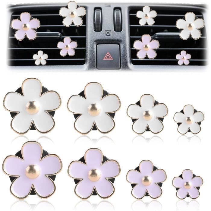 8 clips para rejilla de ventilación con forma de margarita, clips para difusor de aire de coche, decoración de rejilla, clip ambientador