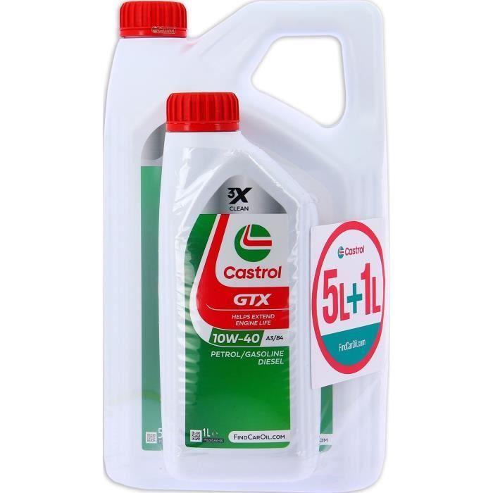 Aceite de motor - CASTROL GTX - 10W-40 A3/B4 - 5L+1L - Oferta especial